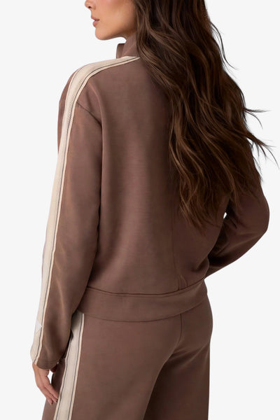 guess Felpa Full Zip Con Bande Merope Marrone Donna, foto 5