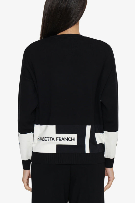  Maglione Girocollo Logo EF-elisabetta franchi-Nero-Donna-Mk01s56e2 ef3-5  