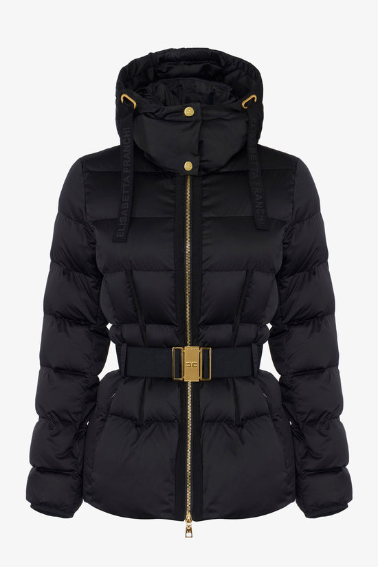  Piumino Full Zip Con Cappuccio E Cintura-elisabetta franchi-Nero-Special_-Pi92d66e2 110-5  