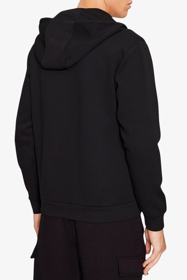 emporio armani ea7 Felpa Full Zip Con Cappuccio Premium Shield In Misto Viscosa Stretch Nero Uomo, foto 5
