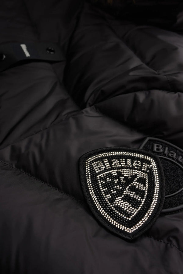 blauer Piumino Lungo Full Zip Con Cappuccio Bordo Pelliccia Kristin Nero Donna, foto 5