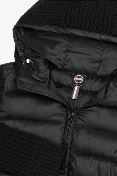 colmar Piumino Full Zip Con Cappuccio E Maniche In Maglia Nero Donna, foto 5
