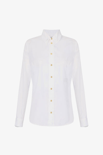 elisabetta franchi Camicia Maniche Lunghe Con Doppio Colletto E Ricamo Bianco Donna, foto 5