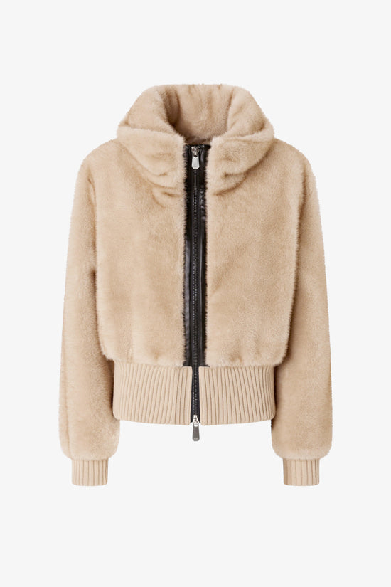  Giacca Bomber Full Zip In Eco Pelliccia-pinko-Beige-Donna-105399.a2pi c60-5  