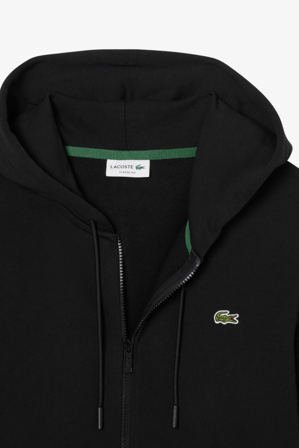 lacoste Felpa Full Zip Con Cappuccio Logo Piccolo Ricamato Nero Uomo, foto 5