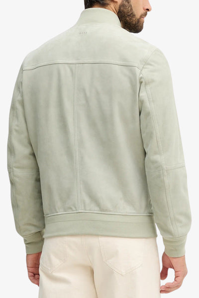 boss Giacca Full Zip In Pelle Scamosciata Verde Uomo, foto 5