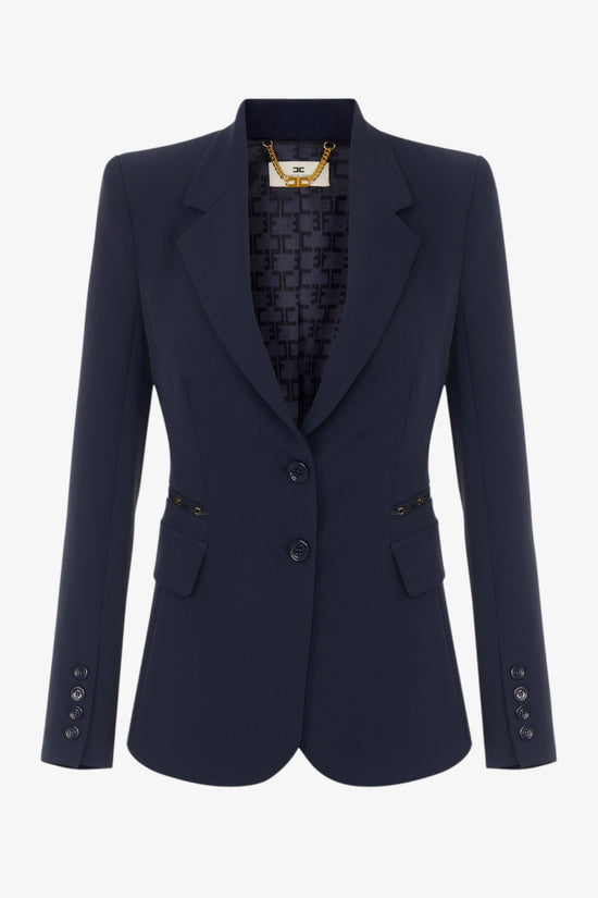  Giacca In Doppio Crepe Stretch-elisabetta franchi-Blu-Special_-Gi27466e2 h88-5  