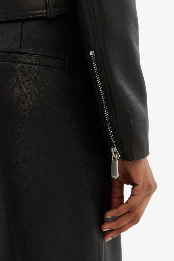 pinko Giacca In Pelle Biker Nero Donna, foto 5