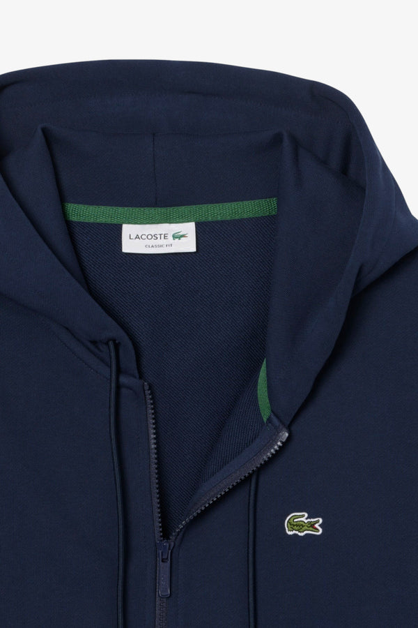 lacoste Felpa Full Zip Con Cappuccio Logo Piccolo Ricamato Blu Uomo, foto 5