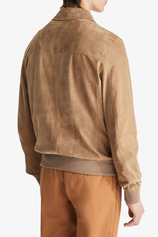 peuterey Giacca In Pelle Scamociata Con Bottoni Effetto Corno Destiny Suede 02 Beige Uomo, foto 5