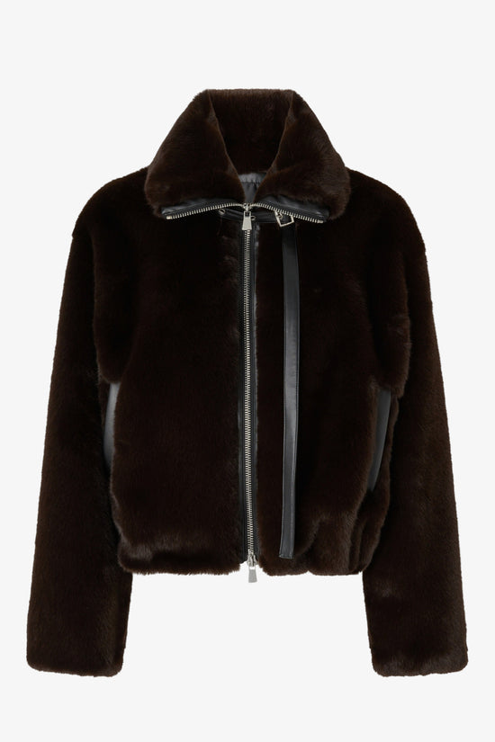  Giacca Blouson Full Zip In Eco Pelliccia-pinko-Marrone-Donna-106013 a1zm m28-6  