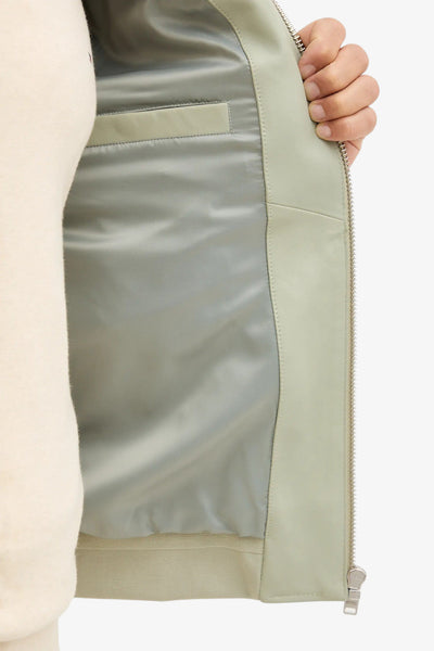 boss Giacca Full Zip In Pelle Scamosciata Verde Uomo, foto 6