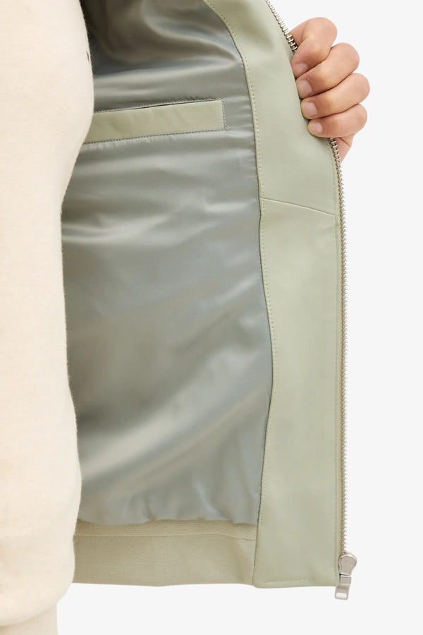 boss Giacca Full Zip In Pelle Scamosciata Verde Uomo, foto 6
