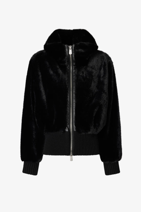  Giacca Bomber Full Zip In Eco Pelliccia-pinko-Nero-Donna-105399 a2pi z99-6  