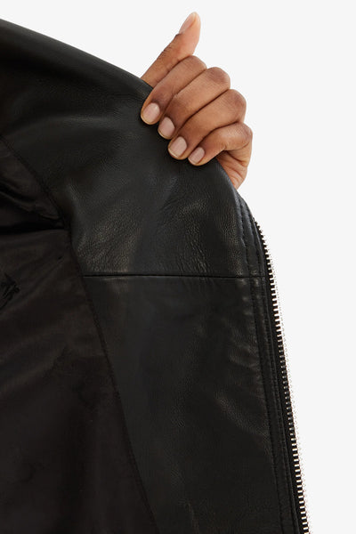pinko Giacca In Pelle Biker Nero Donna, foto 6