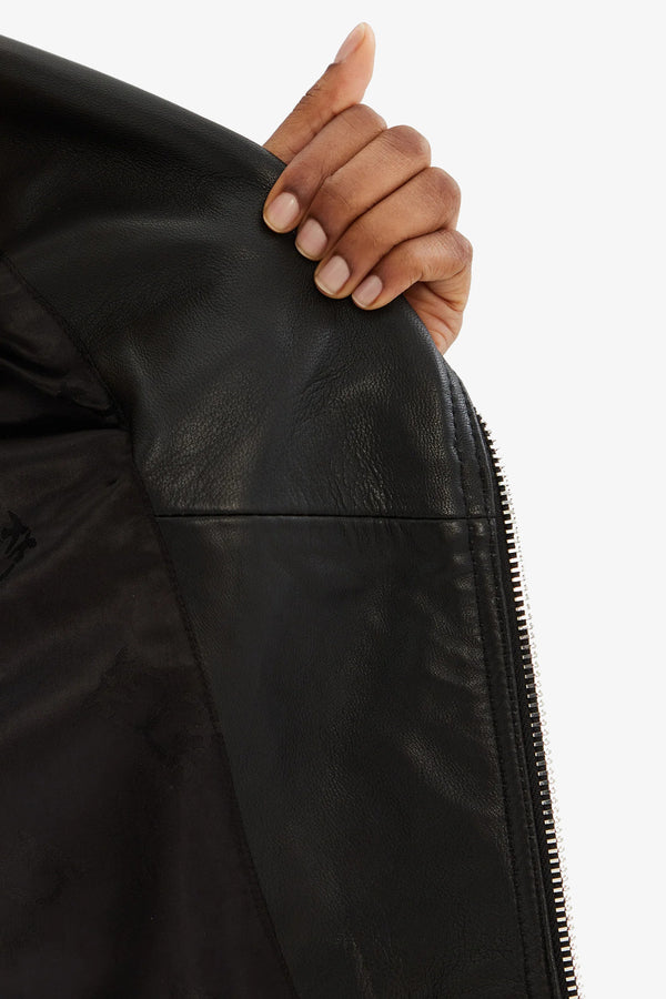 pinko Giacca In Pelle Biker Nero Donna, foto 6