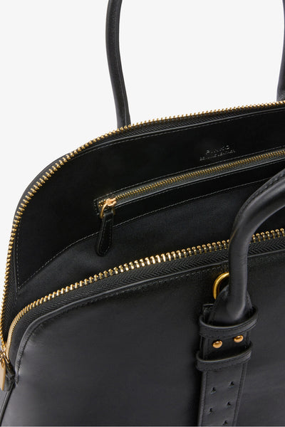 pinko Borsa A Mano Bowling Escape Bag In Pelle Maxi Nero Donna, foto 7