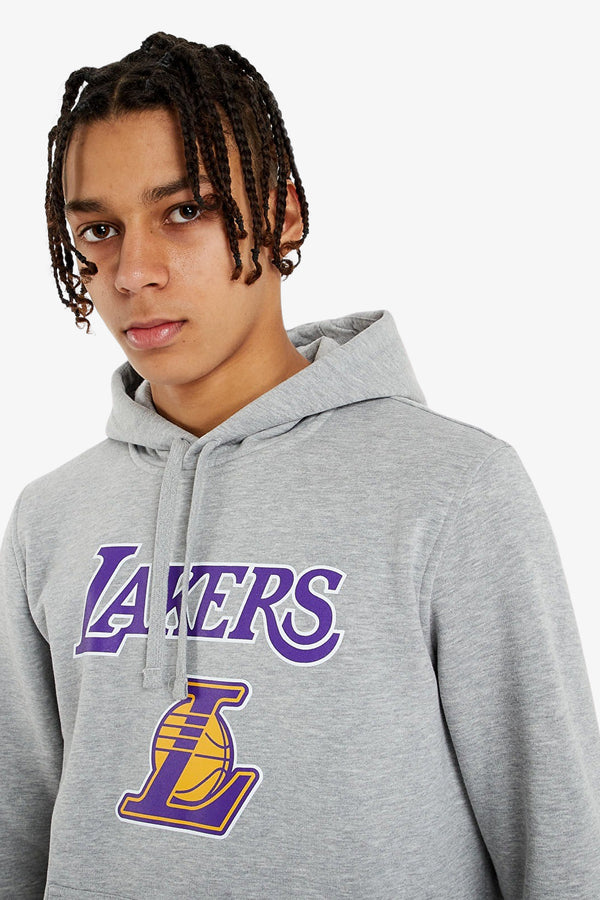 new era Felpa Con Cappuccio Los Angeles Lakers Team Logo Grigio Uomo, foto 2