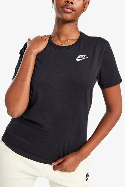 nike sportswear T-Shirt Club Essentials Logo Piccolo Nero Donna
