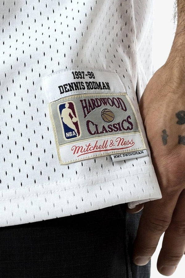 mitchell&ness Canotta Swingman NBA Chicago Bulls 1997-98 Dennis Rodman Bianco Uomo, foto 5