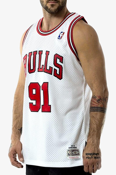 mitchell&ness Canotta Swingman NBA Chicago Bulls 1997-98 Dennis Rodman Bianco Uomo, foto 1