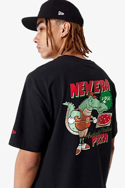 new era T-Shirt Maniche Corte Pizza Alligator Nero Uomo, foto 2