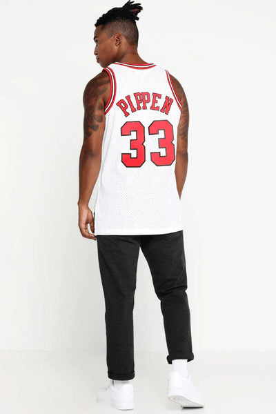 mitchell&ness Canotta Swingman NBA Chicago Bulls Scottie Pippen Bianco Uomo, foto 3