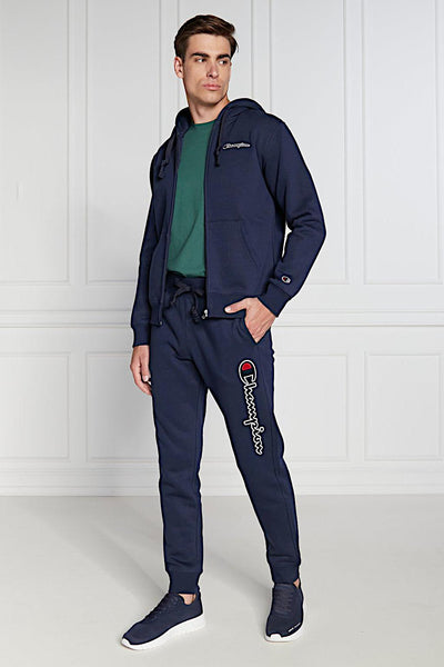 champion Felpa Full Zip Con Cappuccio Logo Piccolo Ricamato Blu Uomo, foto 2