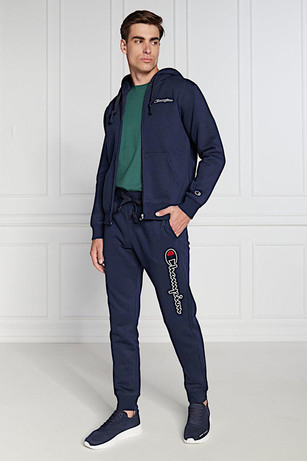 champion Felpa Full Zip Con Cappuccio Logo Piccolo Ricamato Blu Uomo, foto 2