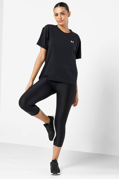 under armour T-Shirt Maniche Corte Essential Cotton Stretch Nero Donna, foto 2