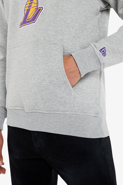 new era Felpa Con Cappuccio Los Angeles Lakers Team Logo Grigio Uomo, foto 3