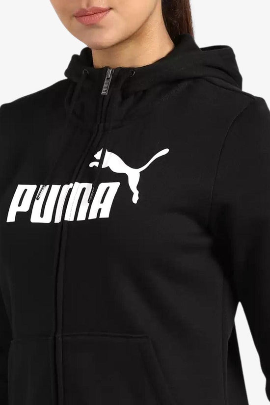 Puma Felpa Full Zip Con Cappuccio Logo Essentials Blu Uomo