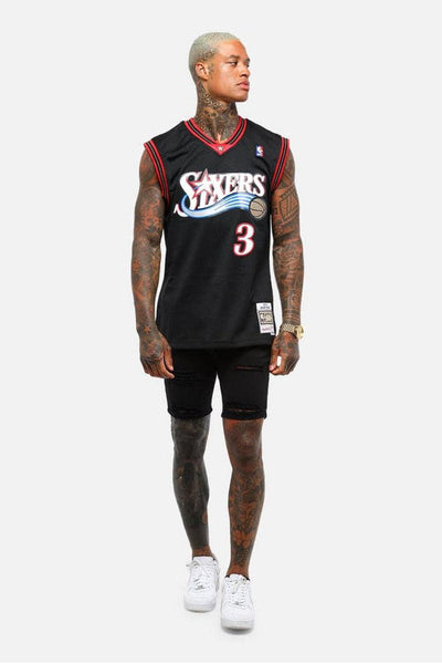 mitchell&ness Canotta Swingman NBA Philadelphia 76ers Allen Iverson Nero Uomo, foto 2
