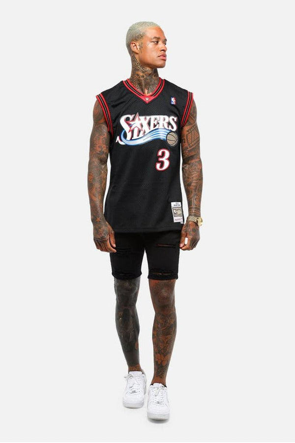 mitchell&ness Canotta Swingman NBA Philadelphia 76ers Allen Iverson Nero Uomo, foto 2