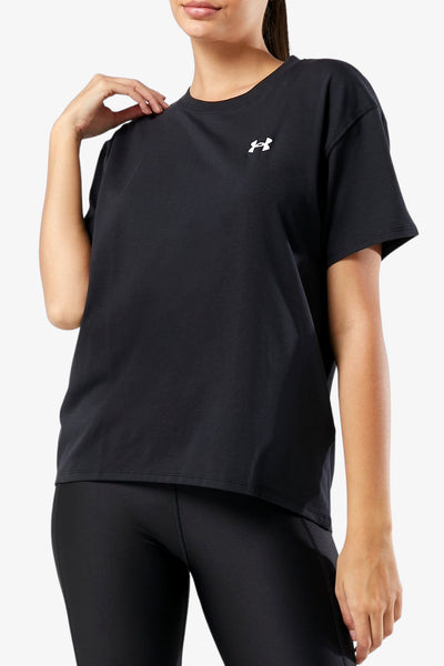 under armour T-Shirt Maniche Corte Essential Cotton Stretch Nero Donna