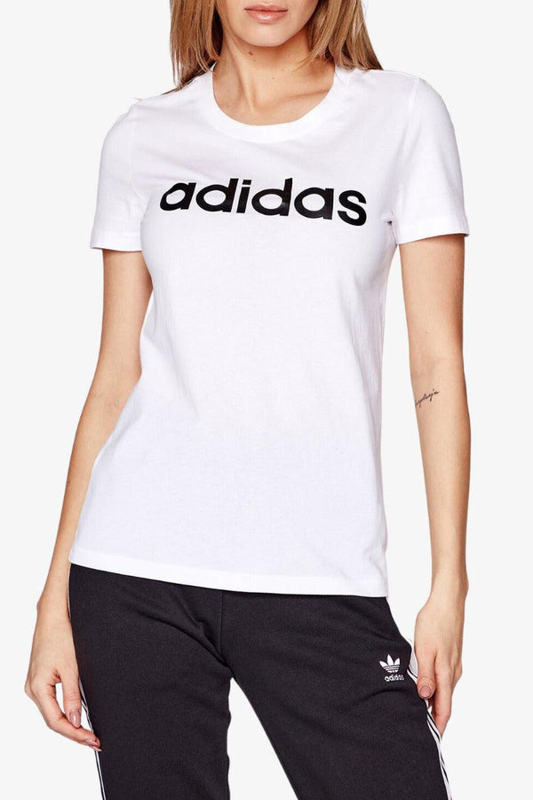 adidas performance T-Shirt Maniche Corte Essentials Slim Logo Bianco Donna, foto 1