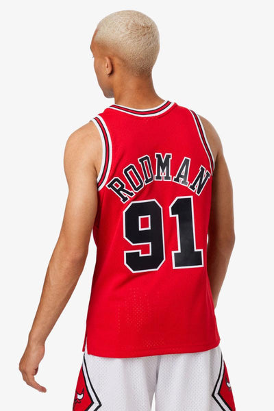 mitchell&ness Canotta Swingman NBA Chicago Bulls 1997-98 Dennis Rodman Rosso Uomo, foto 2