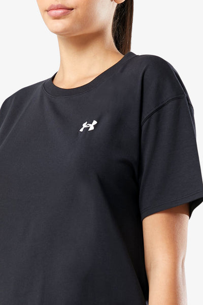 under armour T-Shirt Maniche Corte Essential Cotton Stretch Nero Donna, foto 3