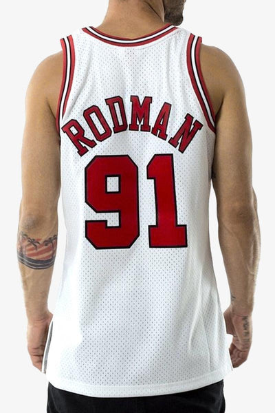 mitchell&ness Canotta Swingman NBA Chicago Bulls 1997-98 Dennis Rodman Bianco Uomo, foto 3
