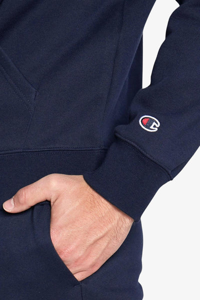 champion Felpa Full Zip Con Cappuccio Logo Piccolo Ricamato Blu Uomo, foto 4