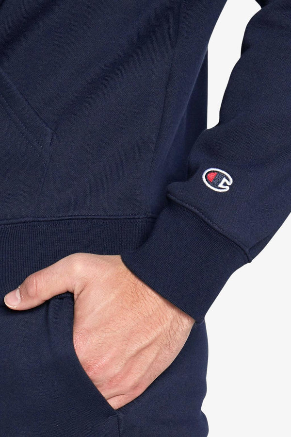 champion Felpa Full Zip Con Cappuccio Logo Piccolo Ricamato Blu Uomo, foto 4