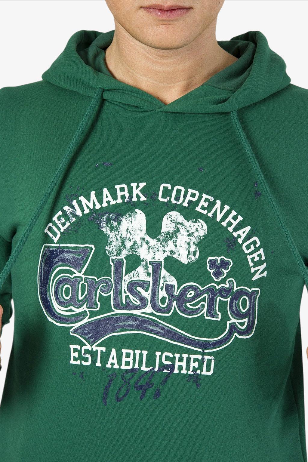 Carlsberg Felpa Con Cappuccio Big Logo Denmark Verde Bosco Uomo MOUD