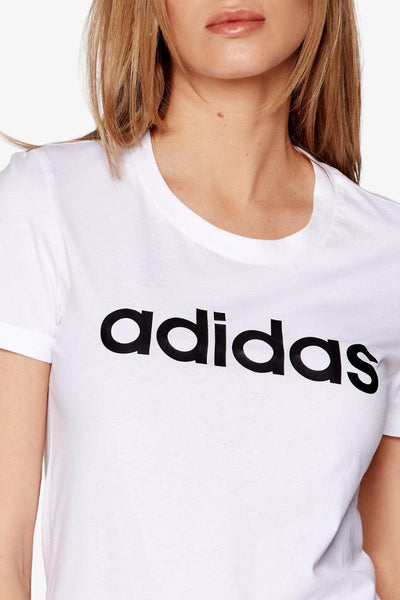 adidas performance T-Shirt Maniche Corte Essentials Slim Logo Bianco Donna, foto 2