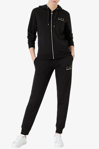 emporio armani ea7 Tuta Full Zip Con Cappuccio Evolution Nero Donna