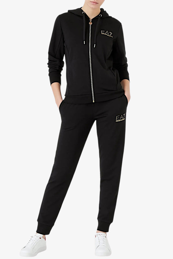 emporio armani ea7 Tuta Full Zip Con Cappuccio Evolution Nero Donna, foto 1