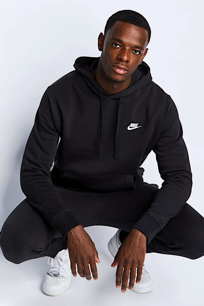 nike sportswear Felpa Con Cappuccio Club Nero Uomo, foto 2