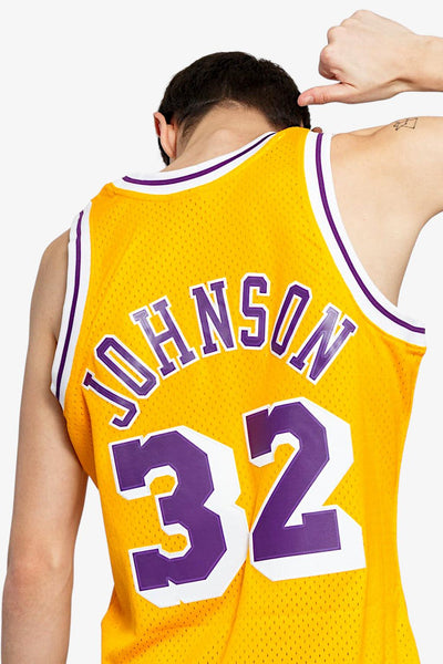mitchell&ness Canotta Swingman NBA Los Angeles Lakers 1999-00 Magic Johnson Giallo Uomo, foto 4