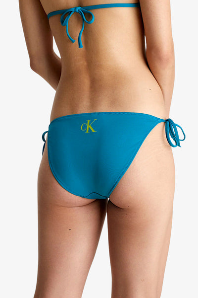 calvin klein swimwear Slip Costume Con Laccetti Logo CK Monogram Blu Donna