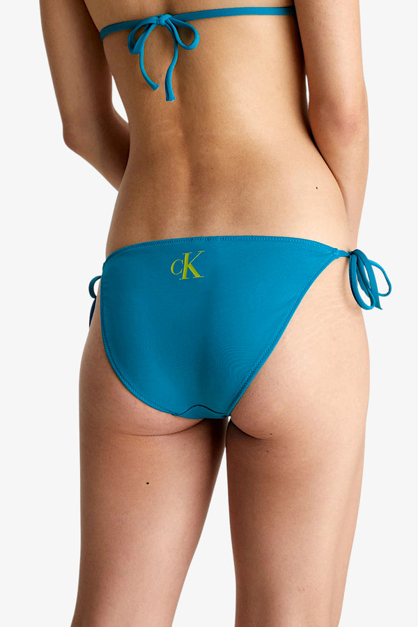 calvin klein swimwear Slip Costume Con Laccetti Logo CK Monogram Blu Donna, foto 1