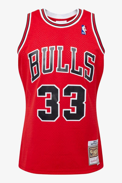 mitchell&ness Canotta Swingman NBA Chicago Bulls 1997-98 Scottie Pippen Rosso Uomo, foto 3